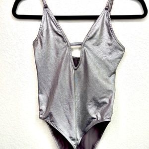 H&M Metallic silver body suit
